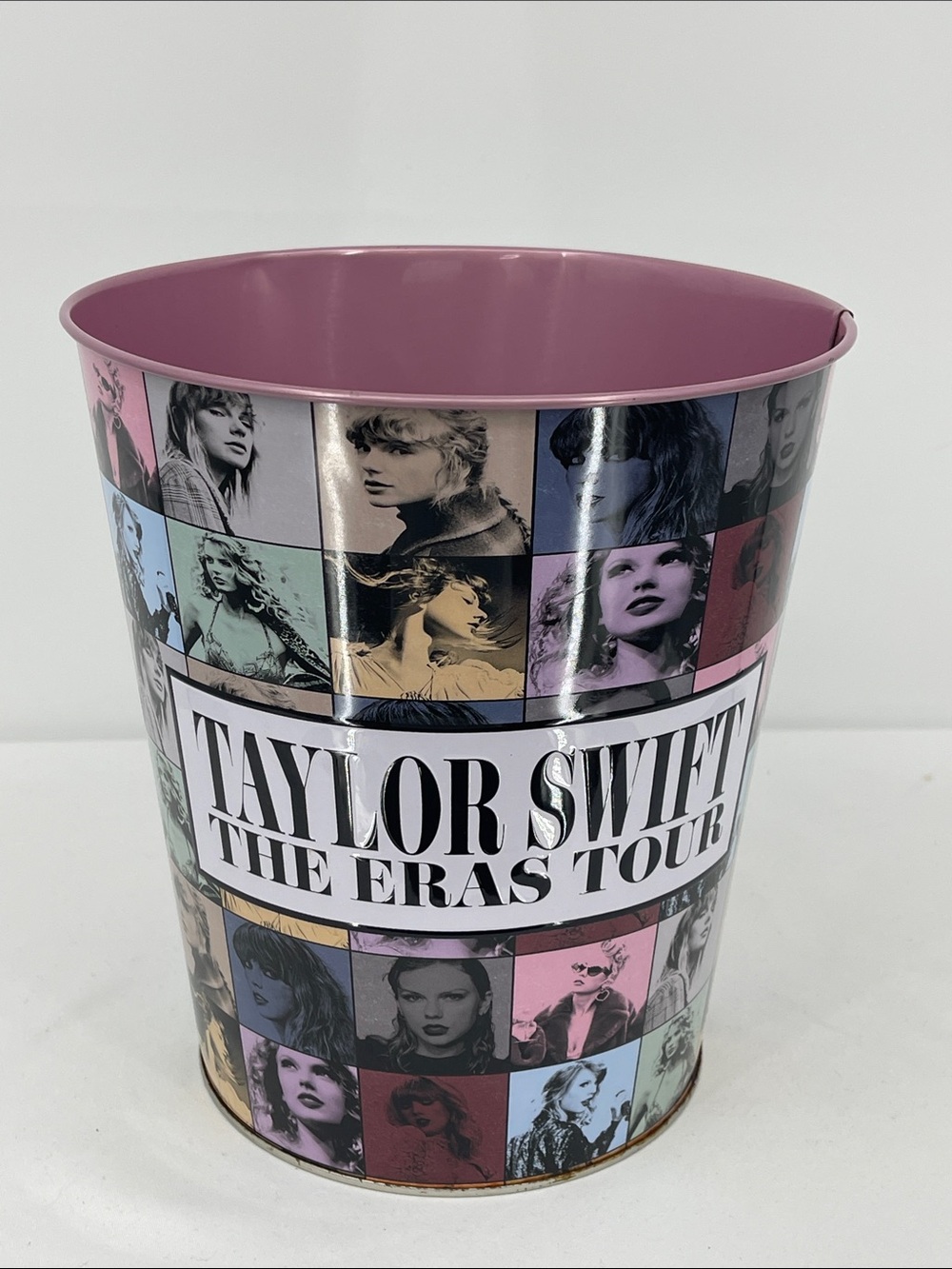 Taylor Swift Pink Multicolor Eras Tour Trash Can /POPCORN BUCKET METAL